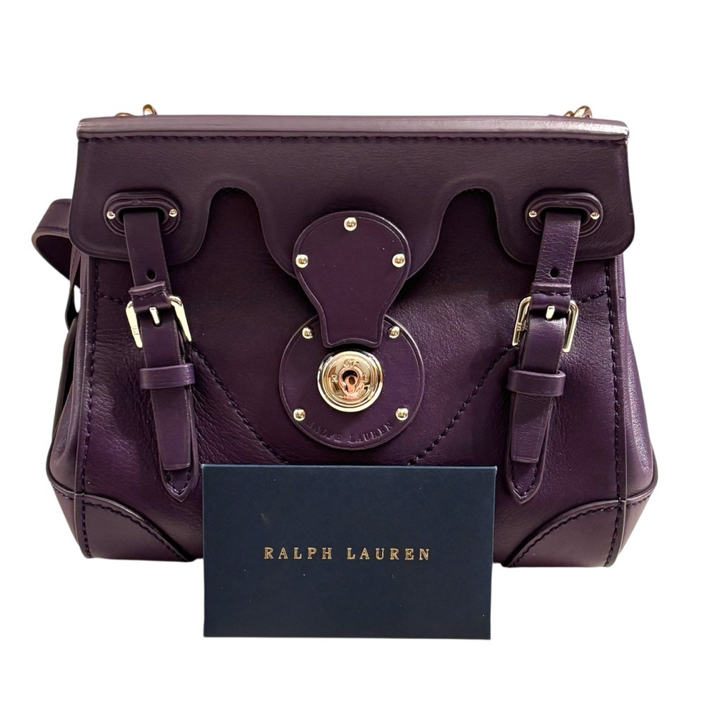 Ralph Lauren Mini Ricky Satchel | Purple Leather | Silver Hardware - Picture 13 of 16